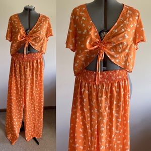 Floral drawstring set, size 1X NWT